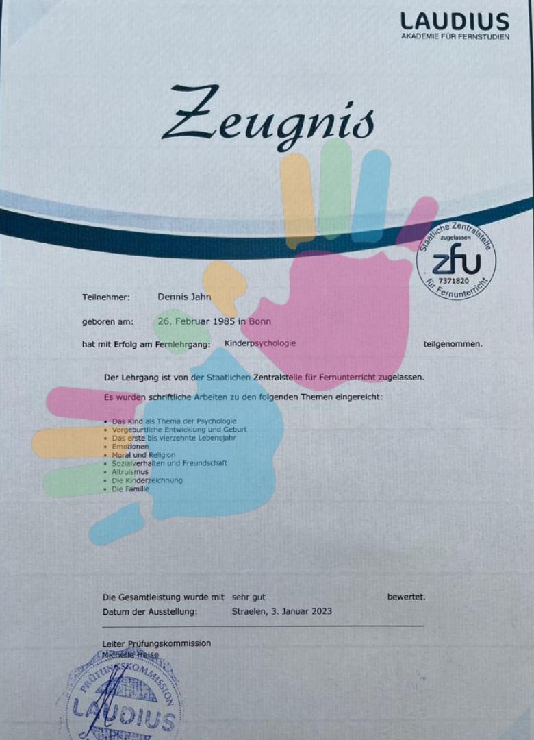Zeugnis Fernstuidum Zeugnis Fernstudium Kinderpsychologie